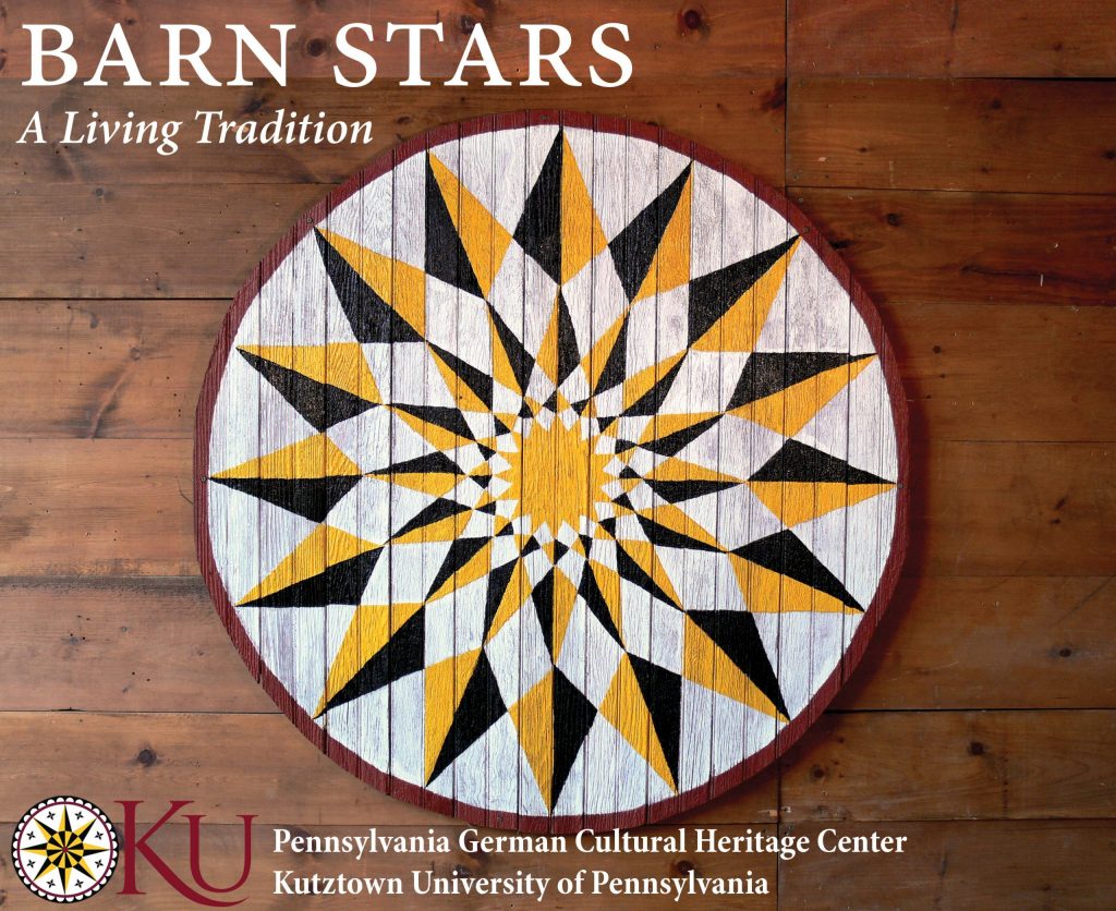 A traditional geometric barn star design in yellow and black.